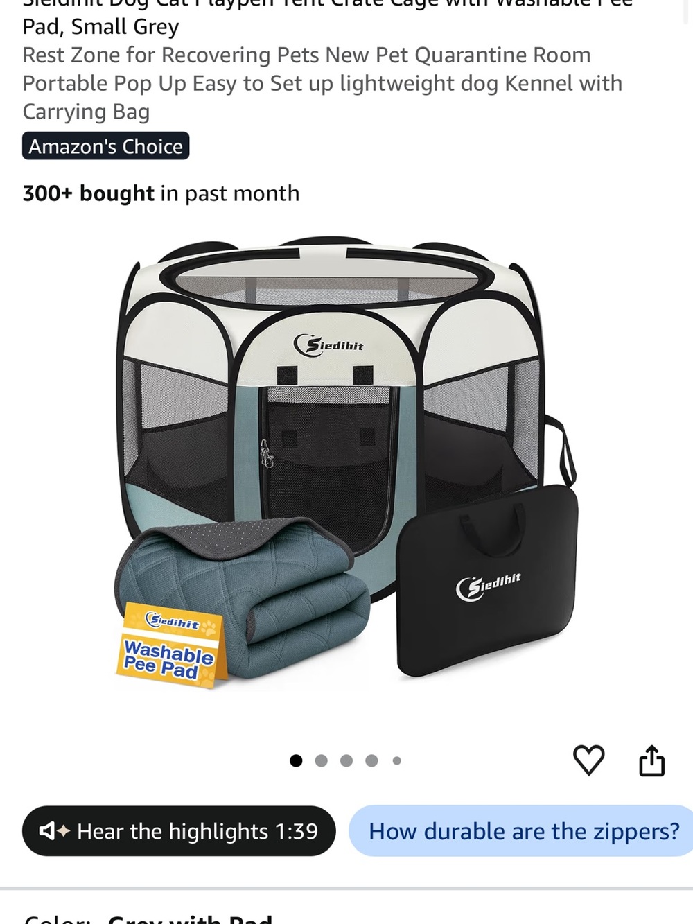 Small Portable Pet Playpen - Grey/Blue